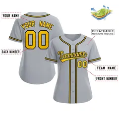 Women's Gray Gold-Black Classic Baseball Jersey 2