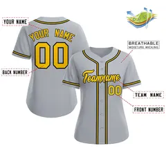 Women's Gray Gold-Black Classic Baseball Jersey 2