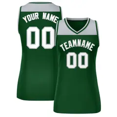 Women's Gray Green Color Block Mesh Basketball Jersey 1