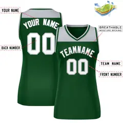 Women's Gray Green Color Block Mesh Basketball Jersey 2
