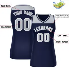 Women's Gray Navy Color Block Mesh Basketball Jersey 2