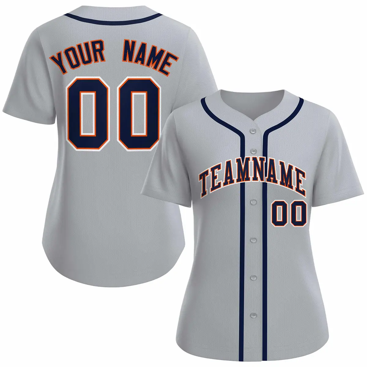 Women's Gray Navy Orange Classic Baseball Jersey