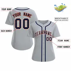 Women's Gray Navy Orange Classic Baseball Jersey 2