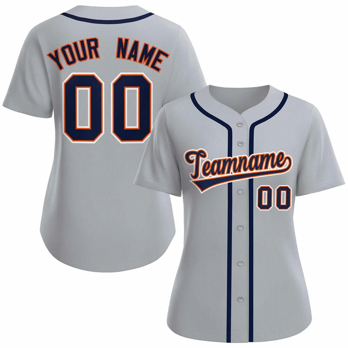 Women's Gray Navy Orange Classic Baseball Jersey