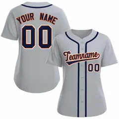Women's Gray Navy Orange Classic Baseball Jersey 1