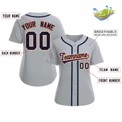 Women's Gray Navy Orange Classic Baseball Jersey 2