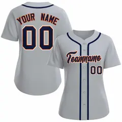 Women's Gray Navy Orange Classic Baseball Jersey 1