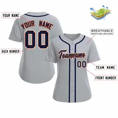 Women's Gray Navy Orange Classic Baseball Jersey 2