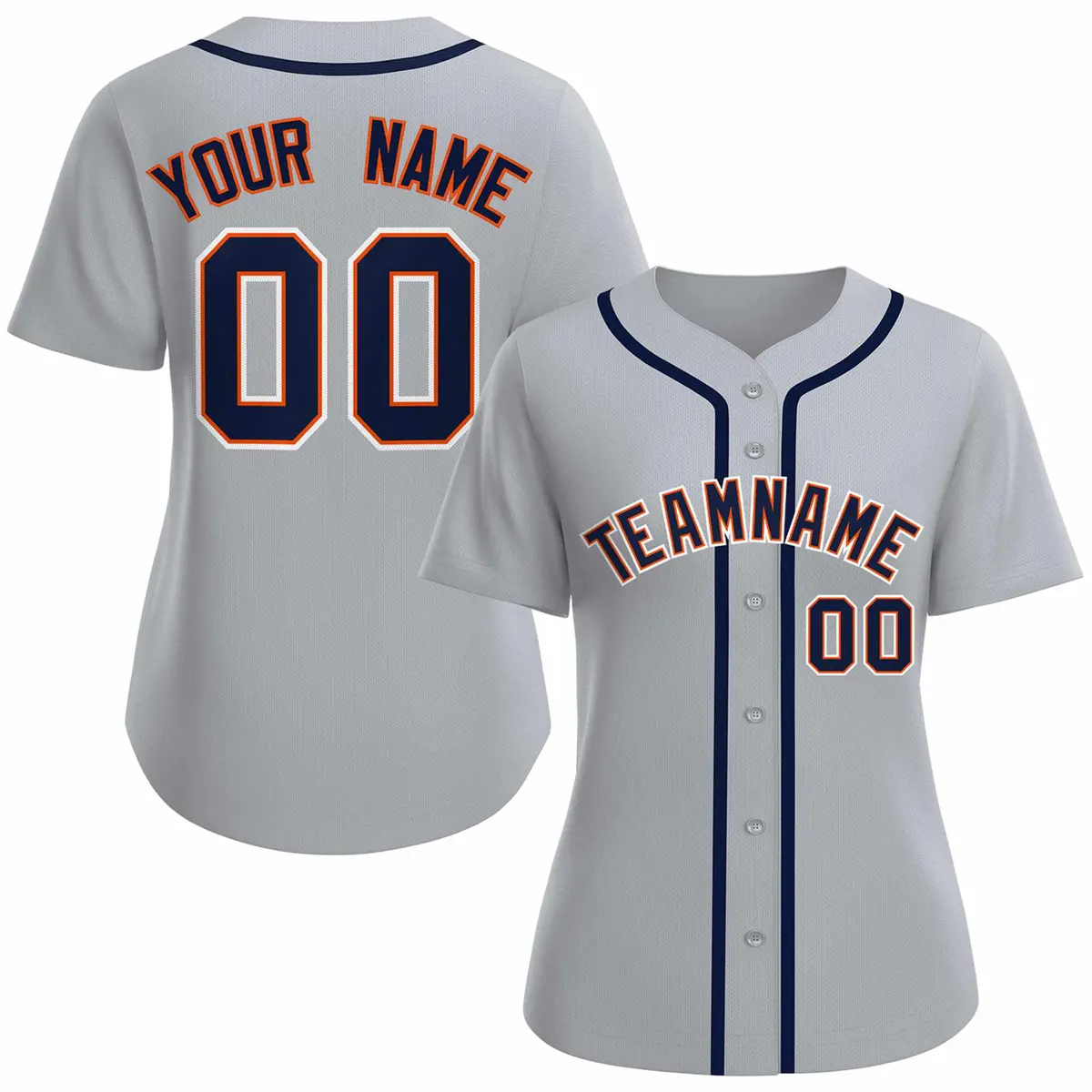 Women's Gray Navy Orange Classic Baseball Jersey