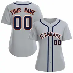 Women's Gray Navy Orange Classic Baseball Jersey 1