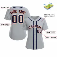 Women's Gray Navy Orange Classic Baseball Jersey 2