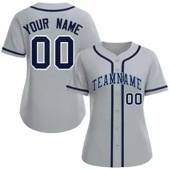 Women's Gray Navy White Classic Baseball Jersey 1