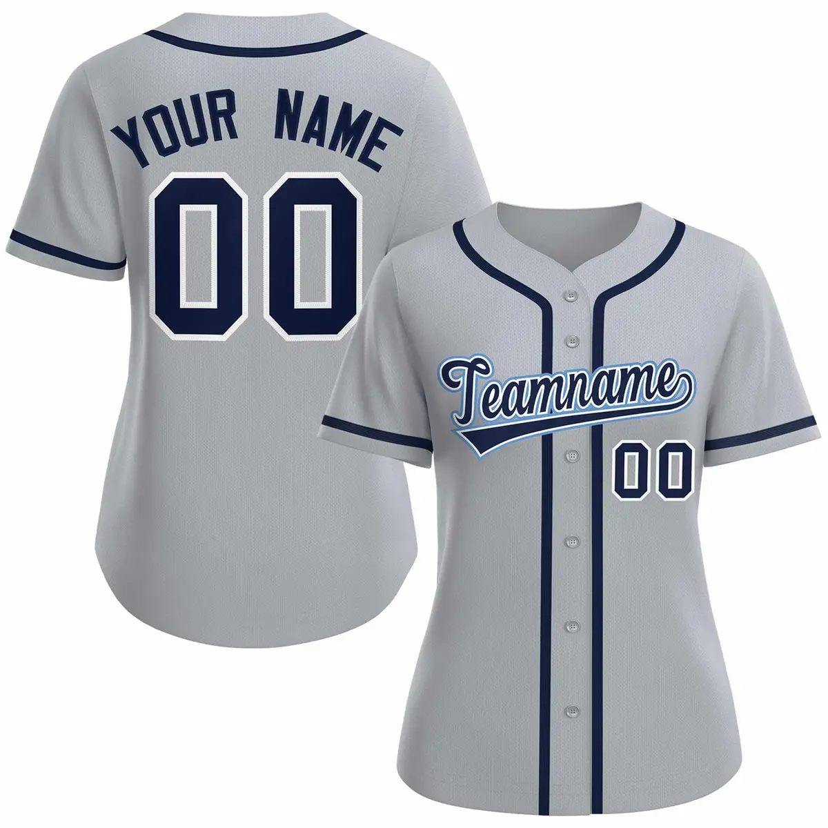 Women's Gray Navy White Classic Baseball Jersey