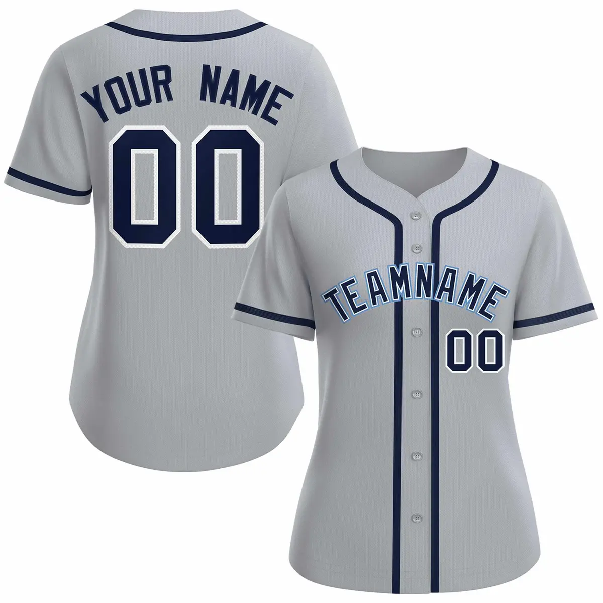 Women's Gray Navy White Classic Baseball Jersey