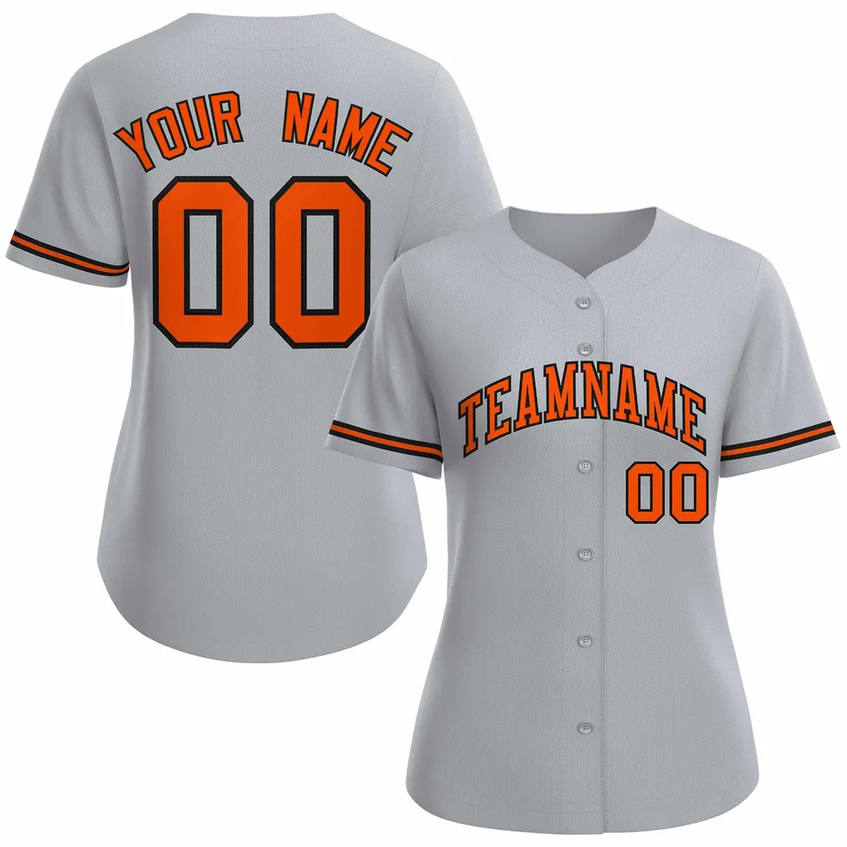 Women's Gray Orange Black Classic Style Baseball Jersey