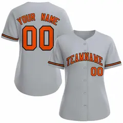 Women's Gray Orange Black Classic Style Baseball Jersey 1