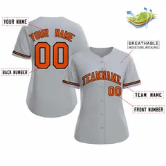 Women's Gray Orange Black Classic Style Baseball Jersey 2