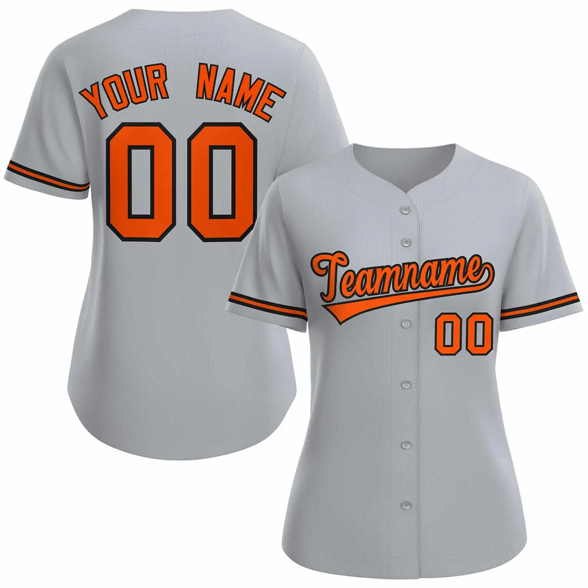 Women's Gray Orange Black Classic Style Baseball Jersey
