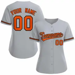 Women's Gray Orange Black Classic Style Baseball Jersey 1