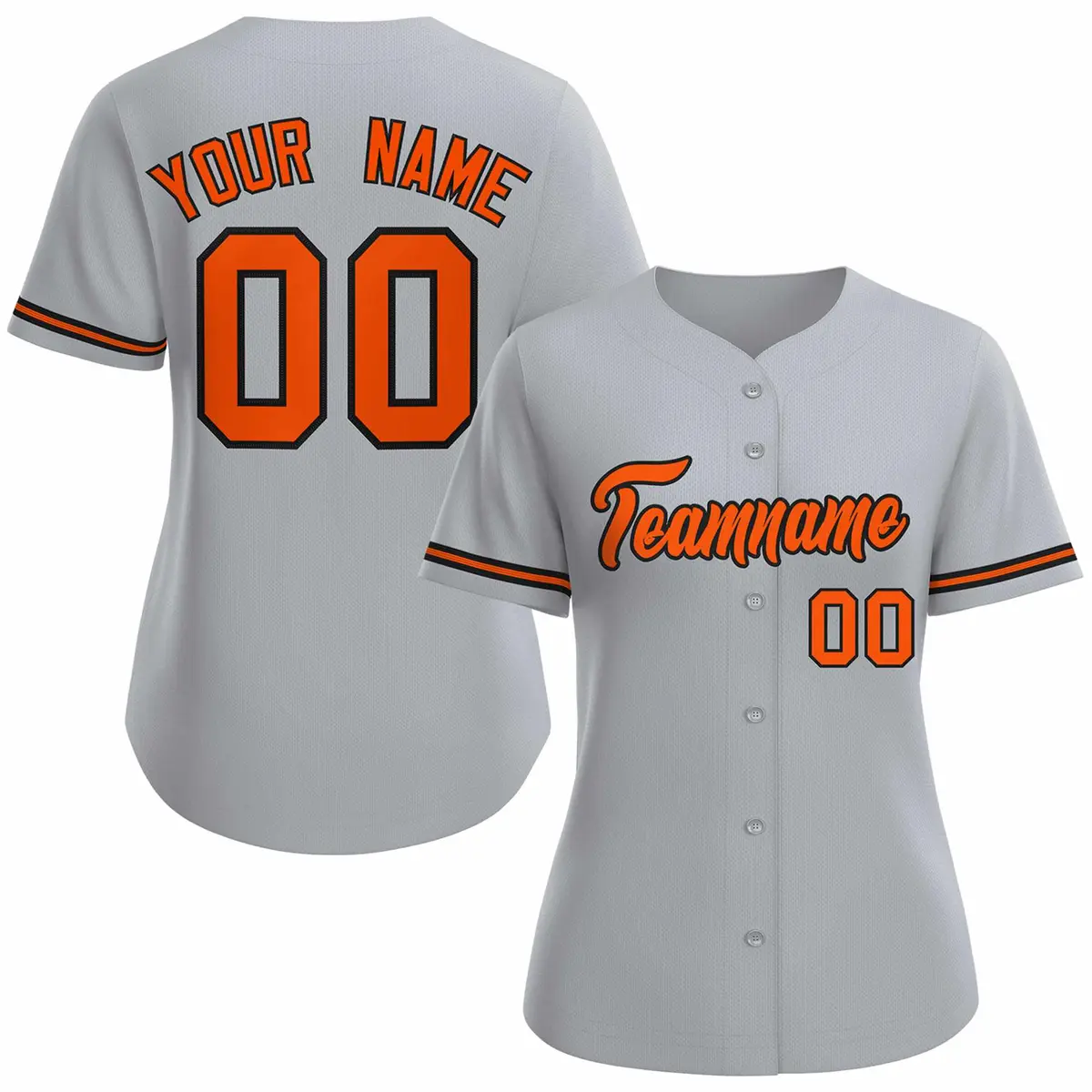 Women's Gray Orange Black Classic Style Baseball Jersey
