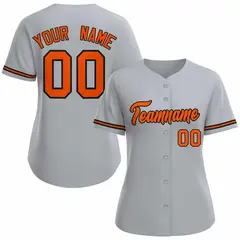 Women's Gray Orange Black Classic Style Baseball Jersey 1