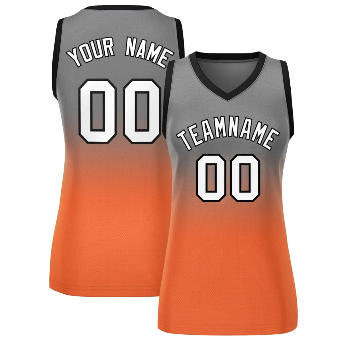 Women's Gray Orange Gradient Mesh Basketball Jersey