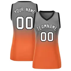 Women's Gray Orange Gradient Mesh Basketball Jersey 1