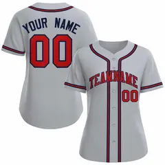 Women's Gray Red Navy Classic Baseball Jersey 1