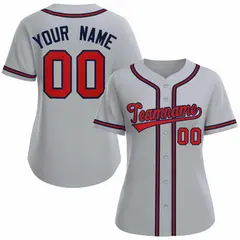 Women's Gray Red Navy Classic Baseball Jersey 1