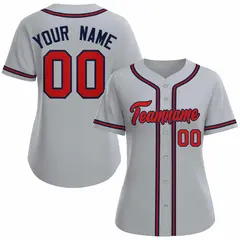 Women's Gray Red Navy Classic Baseball Jersey 1
