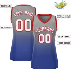 Women's Gray Royal Gradient Mesh Basketball Jersey 2