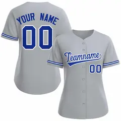 Women's Gray Royal White Classic Baseball Jersey 1