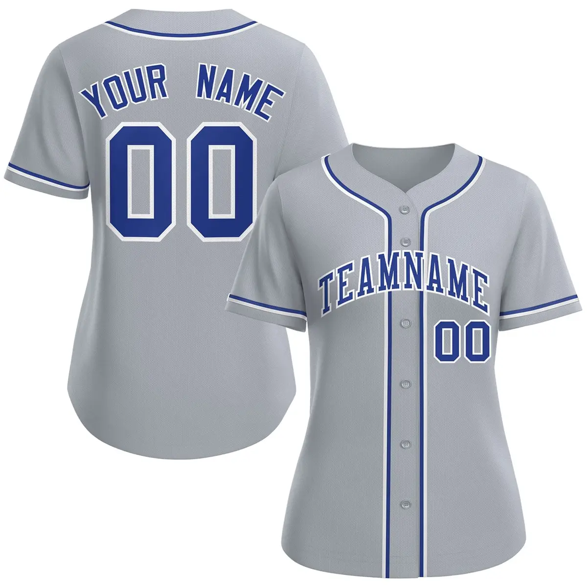 Women's Gray Royal-White Classic Baseball Jersey