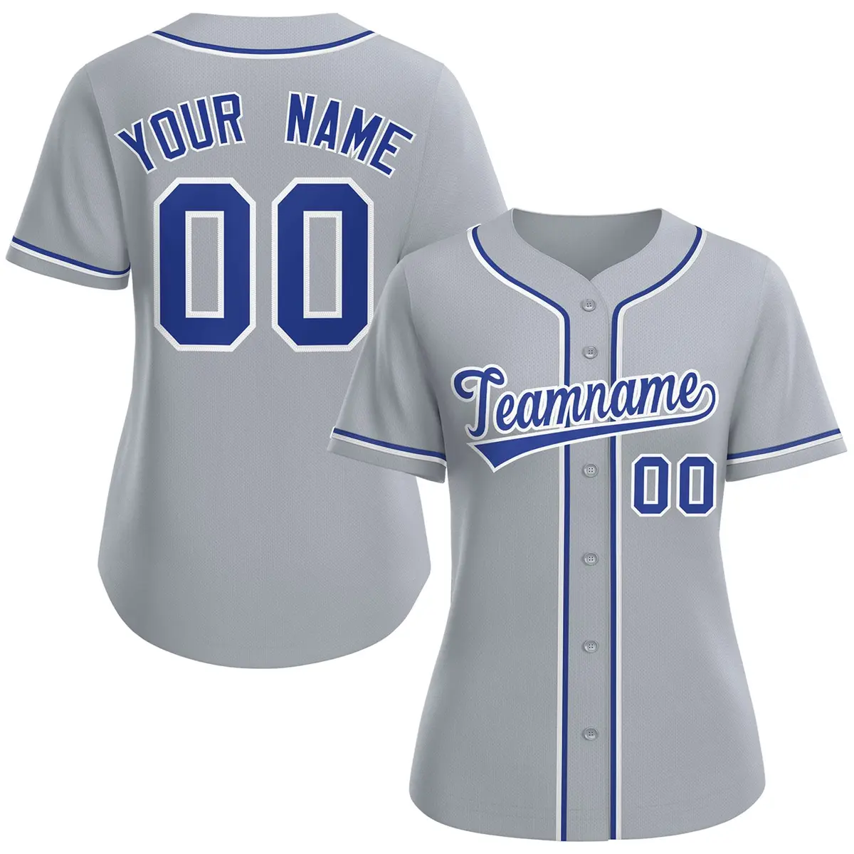 Women's Gray Royal-White Classic Baseball Jersey
