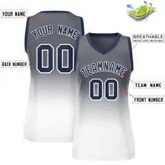 Women's Gray White Gradient Mesh Basketball Jersey 2