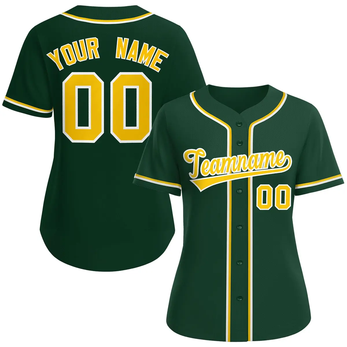 Women's Green Gold-White Classic Baseball Jersey