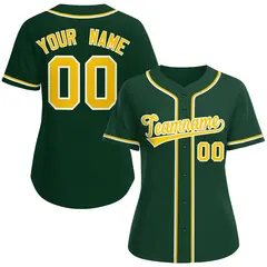 Women's Green Gold-White Classic Baseball Jersey 1