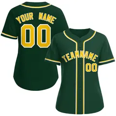Women's Green Gold-White Classic Baseball Jersey