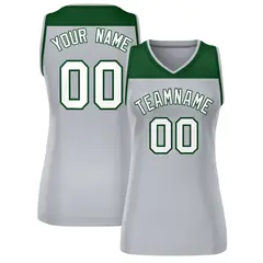 Women's Green Gray Color Block Mesh Basketball Jersey 1