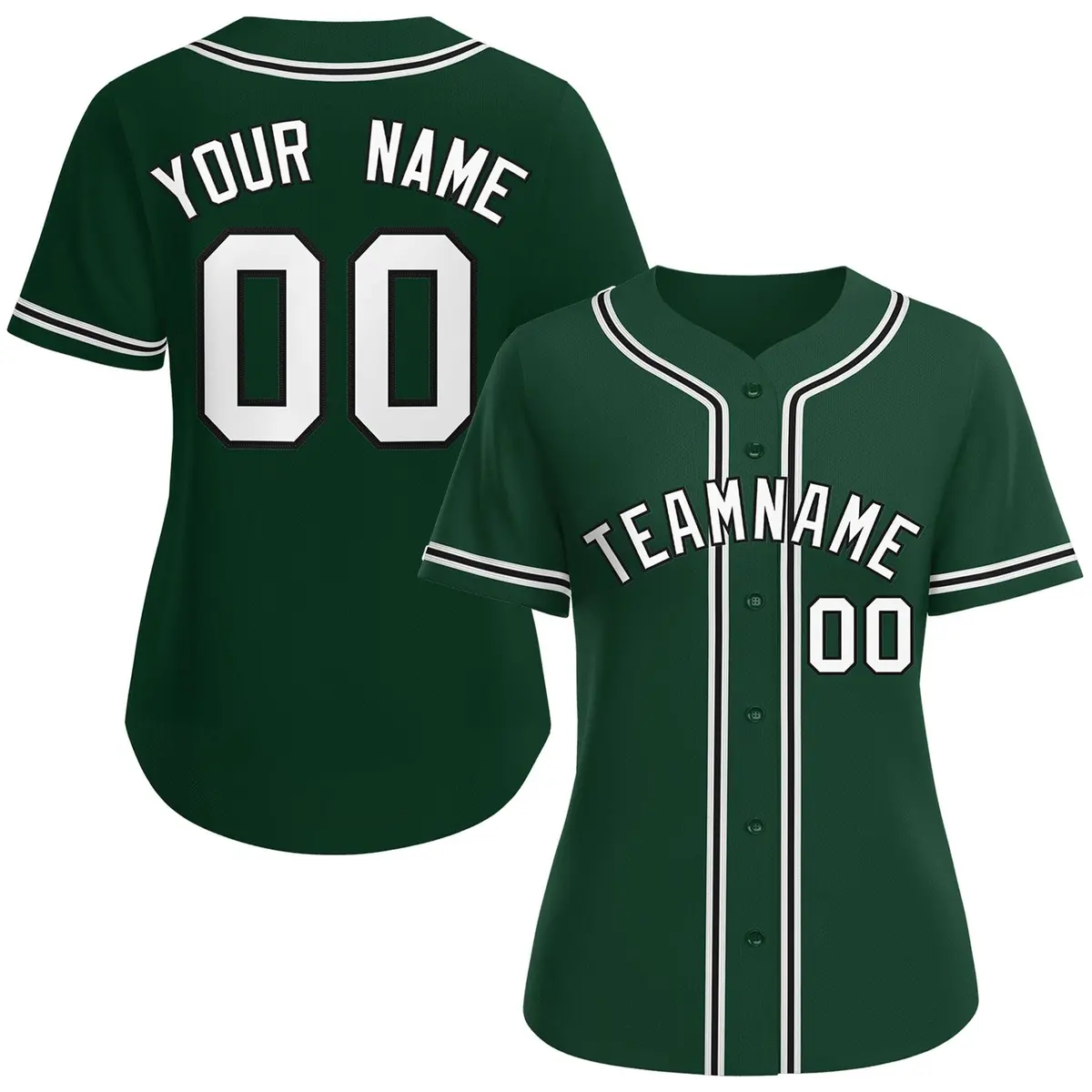 Women's Green White-Black Classic Baseball Jersey