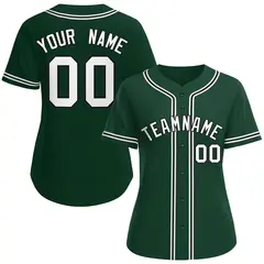 Women's Green White-Black Classic Baseball Jersey 1