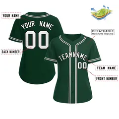 Women's Green White-Black Classic Baseball Jersey 2