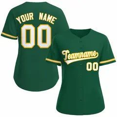 Women's Green White Gold Classic Baseball Jersey 1