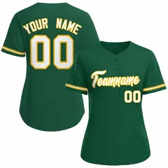 Women's Green White Gold Classic Baseball Jersey 1