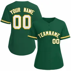 Women's Green White Gold Classic Baseball Jersey 1