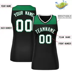 Women's Kelly Green Black Color Block Mesh Basketball Jersey 2