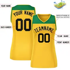 Women's Kelly Green Gold Color Block Mesh Basketball Jersey 2