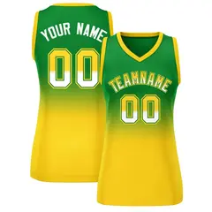 Women's Kelly Green Gold Gradient Mesh Basketball Jersey 1