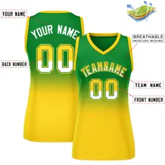 Women's Kelly Green Gold Gradient Mesh Basketball Jersey 2