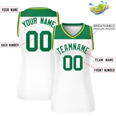 Women's Kelly Green White Color Block Mesh Basketball Jersey 2